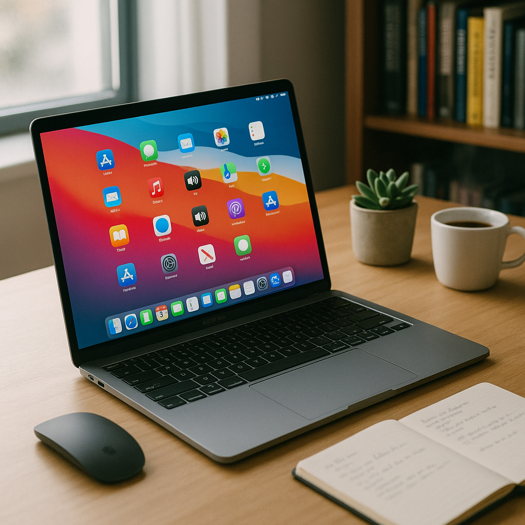Macbook auf Schreibtisch