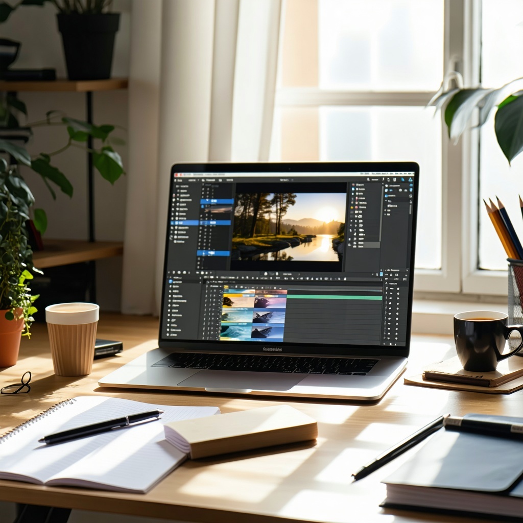Macbook auf Schreibtisch